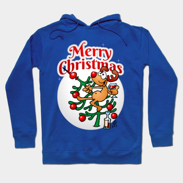 A reindeer in a Christmas tree - Merry Christmas Hoodie by Cardvibes